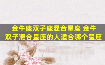 金牛座双子座混合星座 金牛双子混合星座的人适合哪个星座